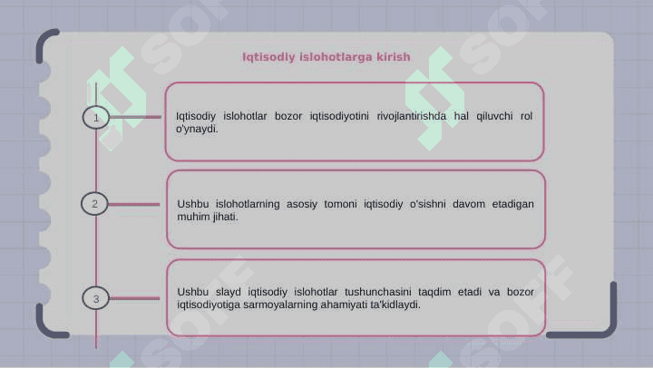 Iqtisodiy islohotlar. Investitsiyalarning bozor iqtisodiyotidagi ahamiyati 3