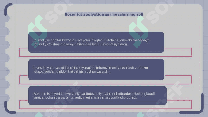 Iqtisodiy islohotlar. Investitsiyalarning bozor iqtisodiyotidagi ahamiyati 4