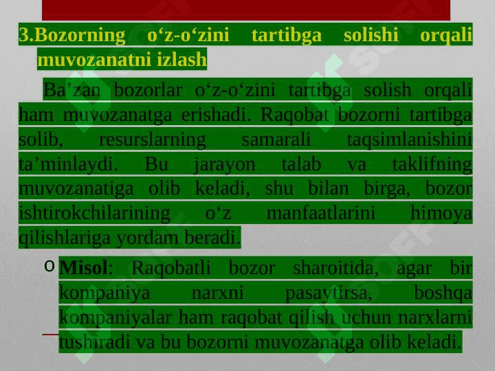 Muvozanat turlari va ularni izlash yo‘llari. Reja va bozor institutlari. Transaksiyalar va transaksion xarajatlar. Jahon moliyaviy-iqtisodiy inqirozi sharoitida tashqi samaralar va mulkchilikning muqobil shakllari. 8
