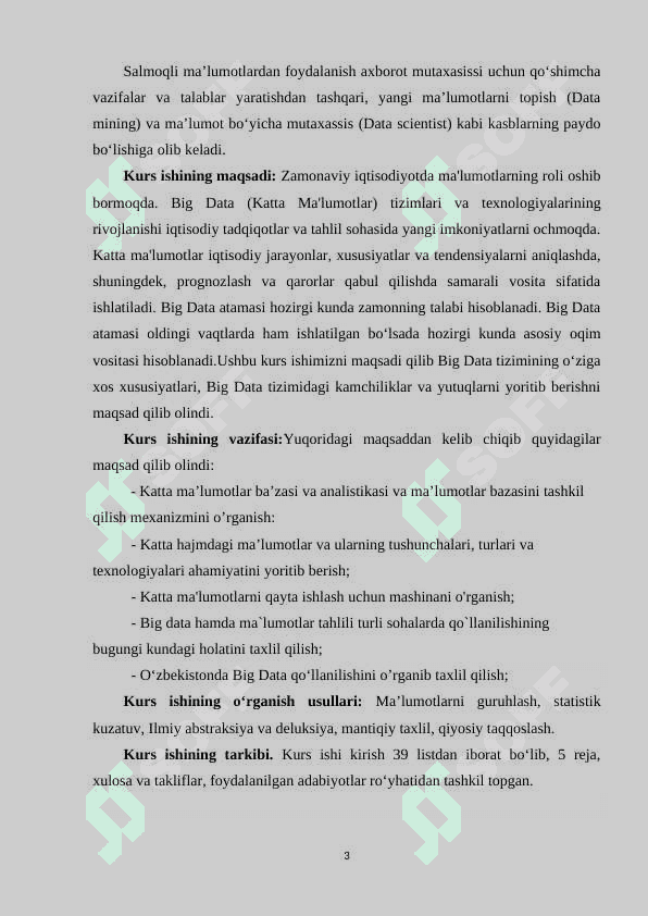 Katta ma'lumotlarni boshqarish tizimlari 3