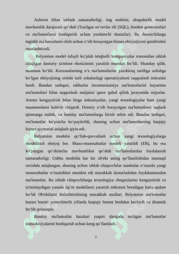 Katta ma'lumotlarni boshqarish tizimlari 7