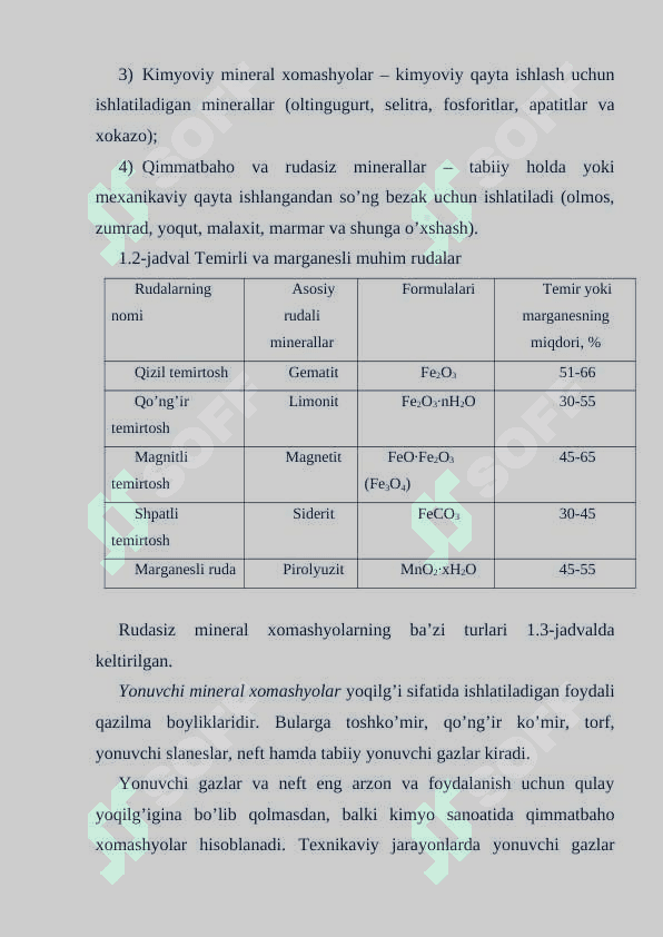 Kimyo sanoatining xomashyo bazasi va xomashyolarni boyitish usullari 7