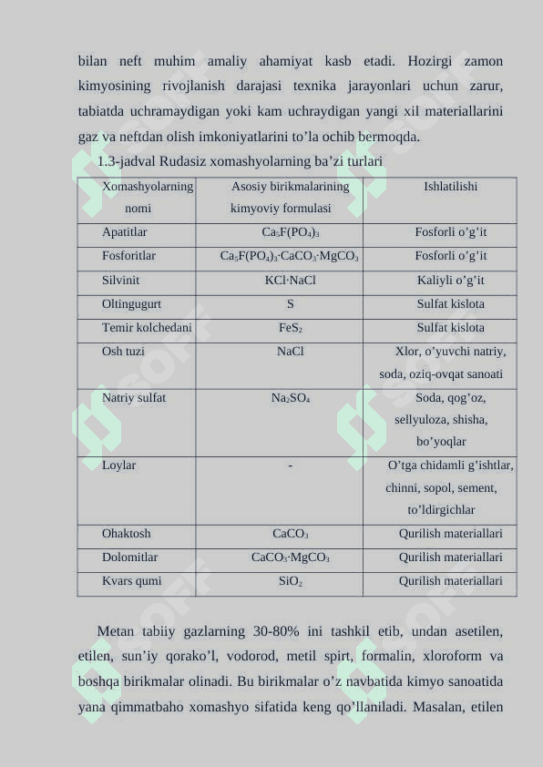 Kimyo sanoatining xomashyo bazasi va xomashyolarni boyitish usullari 8