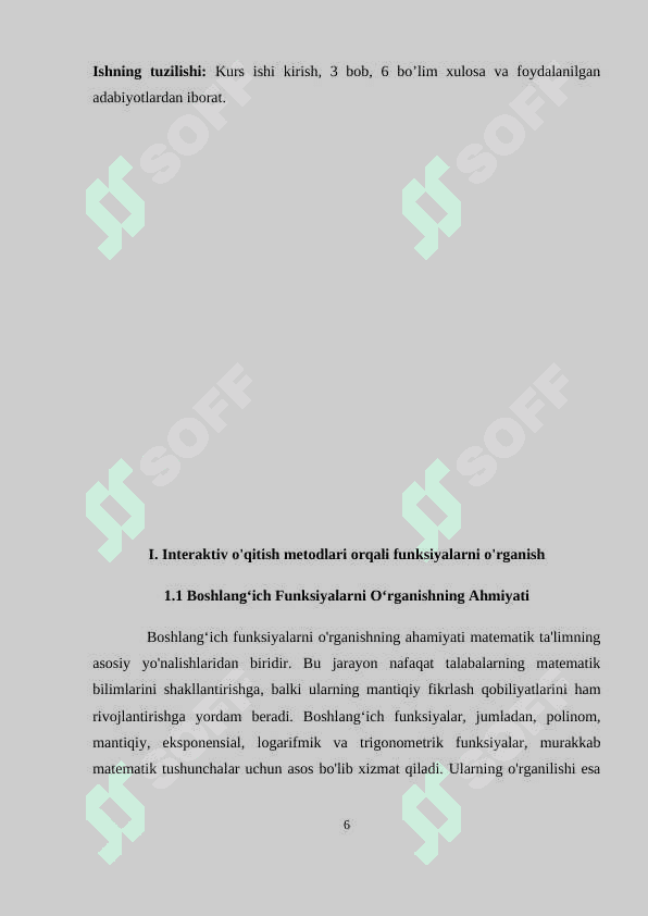 BOSHLANGʻICH FUNKSIYA VA INTEGRALNI OʻQITISH METODIKASI 6
