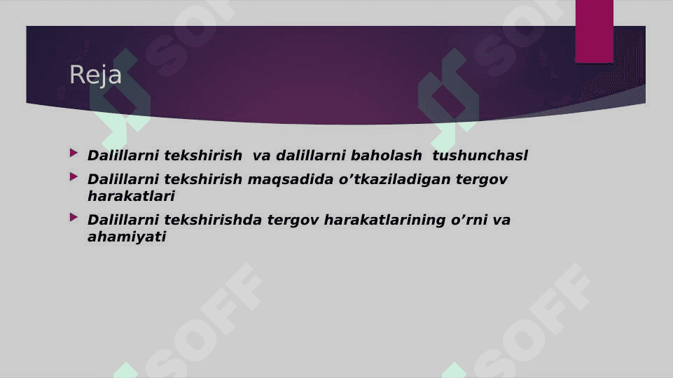 Dalillarni tekshirish maqsadida o'tkaziladigan tergov harakatlari 2
