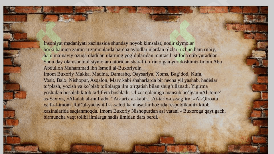 Hadis ilmining tarbiyaviy ahamiyati.Imom al-Buxoriyning pedagogik g’oyalari 2