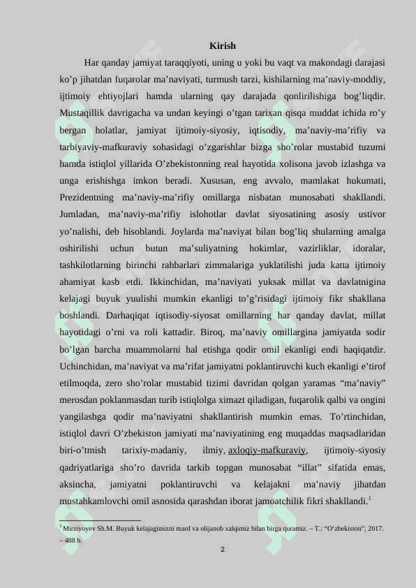 MILLIY MUSTAQILLIK SHAROITIDA MA’NAVIYAT MASALALARINING DOLZARBLASHUVI 2