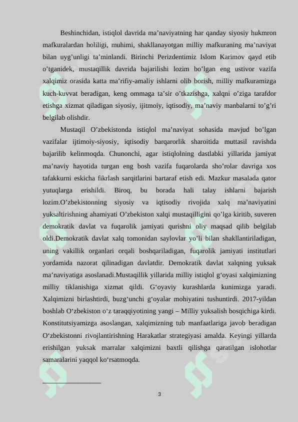 MILLIY MUSTAQILLIK SHAROITIDA MA’NAVIYAT MASALALARINING DOLZARBLASHUVI 3
