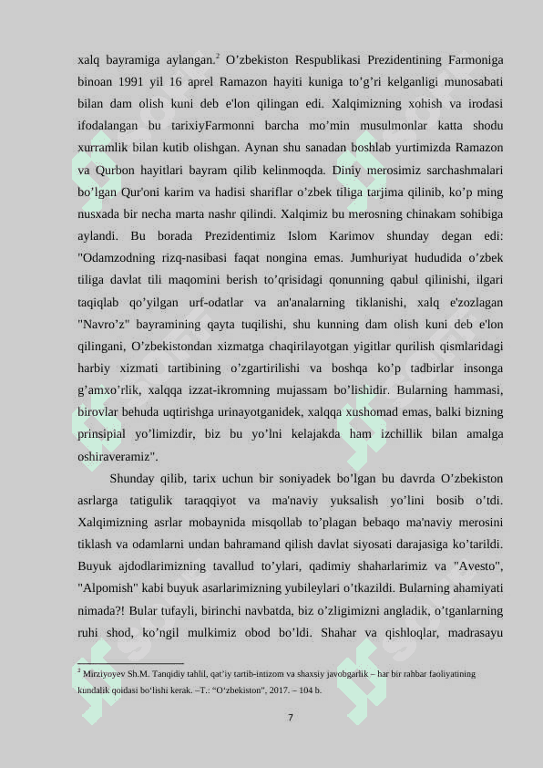 MILLIY MUSTAQILLIK SHAROITIDA MA’NAVIYAT MASALALARINING DOLZARBLASHUVI 7