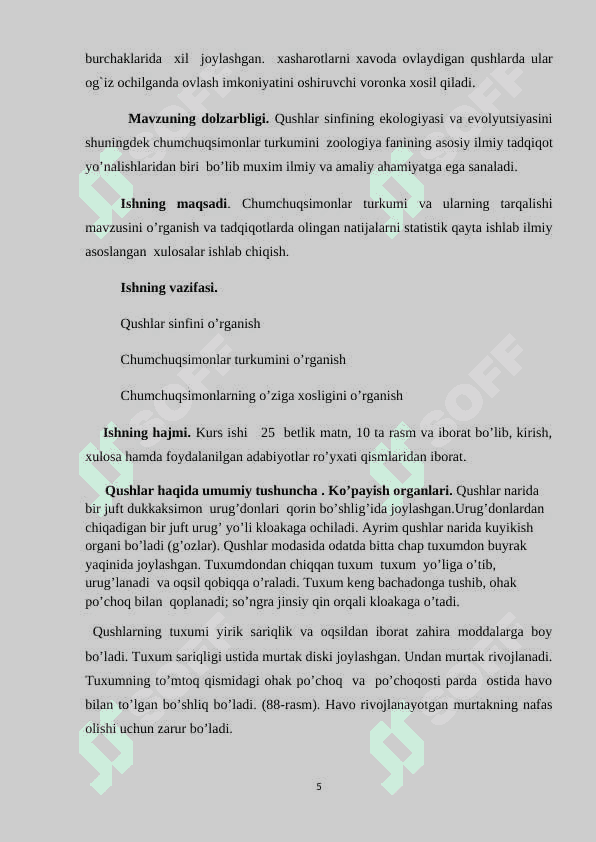Chumchuqsimonlar turkumi va ularning tarqalishi 5