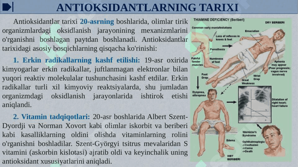 Antioksidantlar. Ularning klinikada qo'llanilishi 8