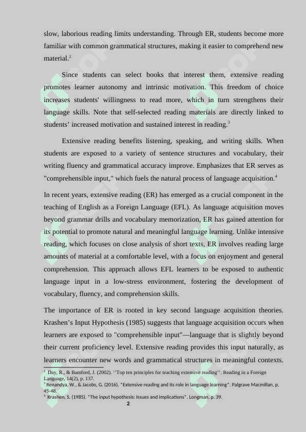 The role of extensive reading in teaching English as a foreign language 4