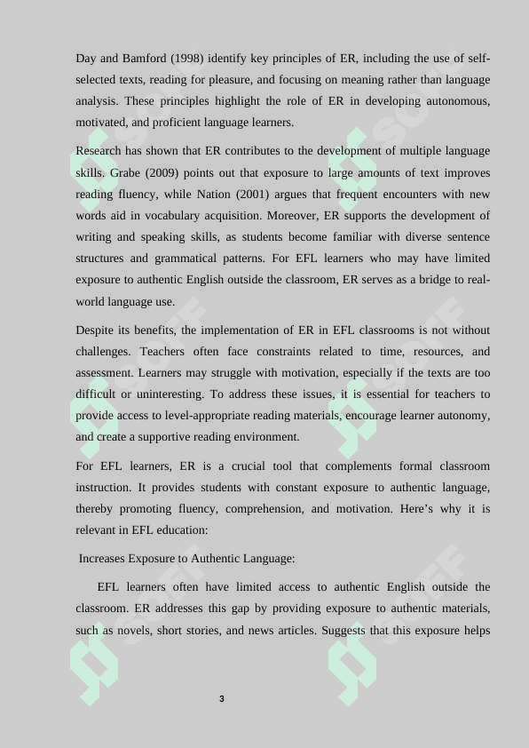 The role of extensive reading in teaching English as a foreign language 5