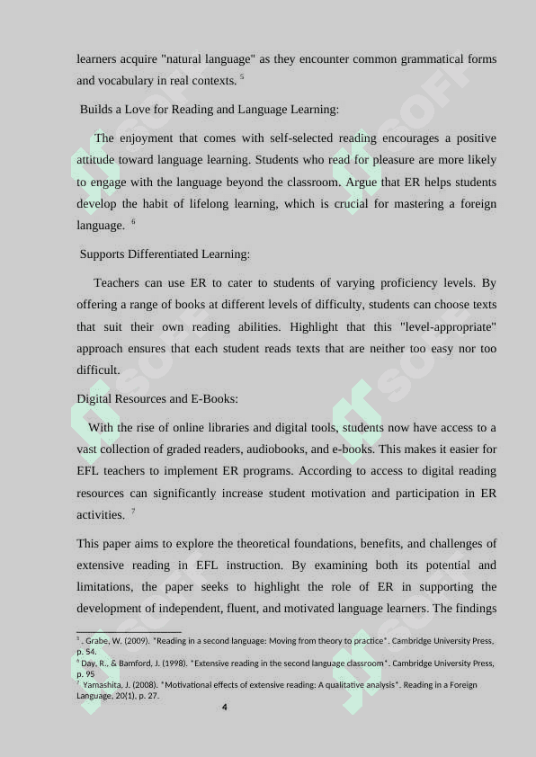 The role of extensive reading in teaching English as a foreign language 6