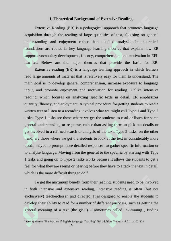 The role of extensive reading in teaching English as a foreign language 8