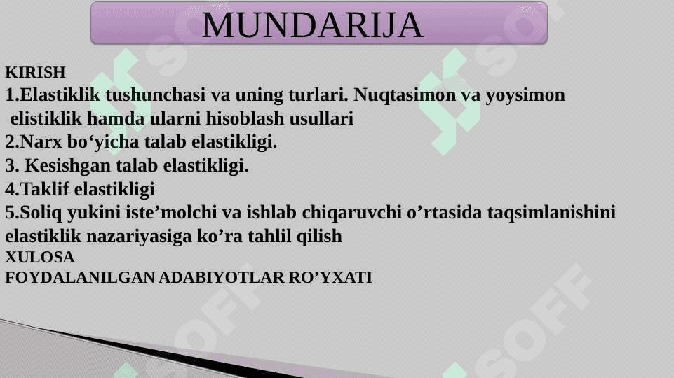 Bozorda talab va taklifni elastiklik nazariyasi 2
