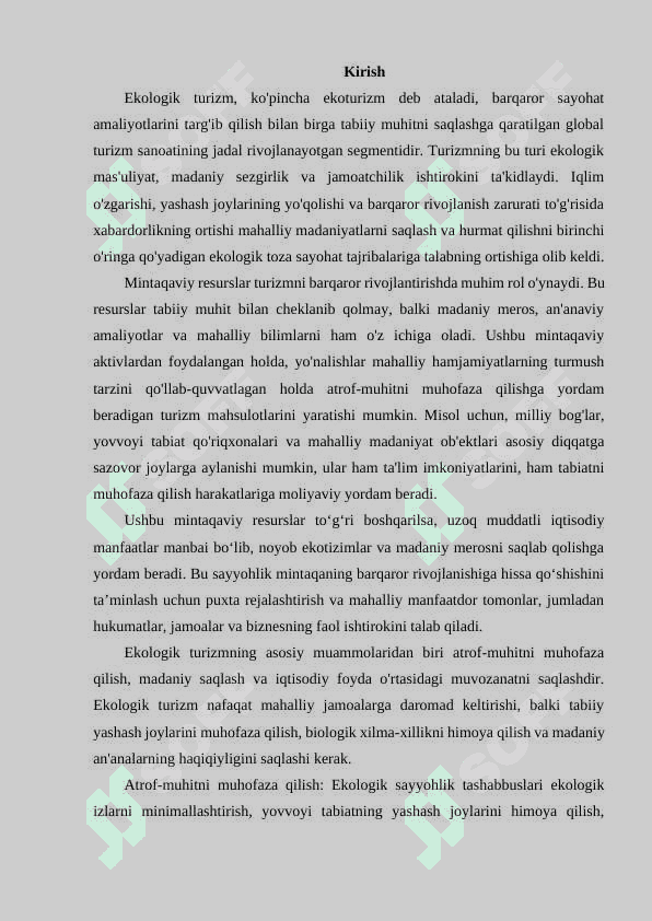 Mintaqalarda ekologik turizmni rivojlantirish resurslari va ulardan foydalanish yo‘llari 3