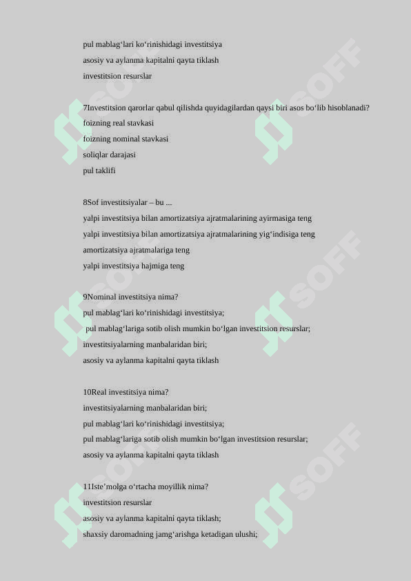 test 2025 dinamik  makroiqtisodiyot 2