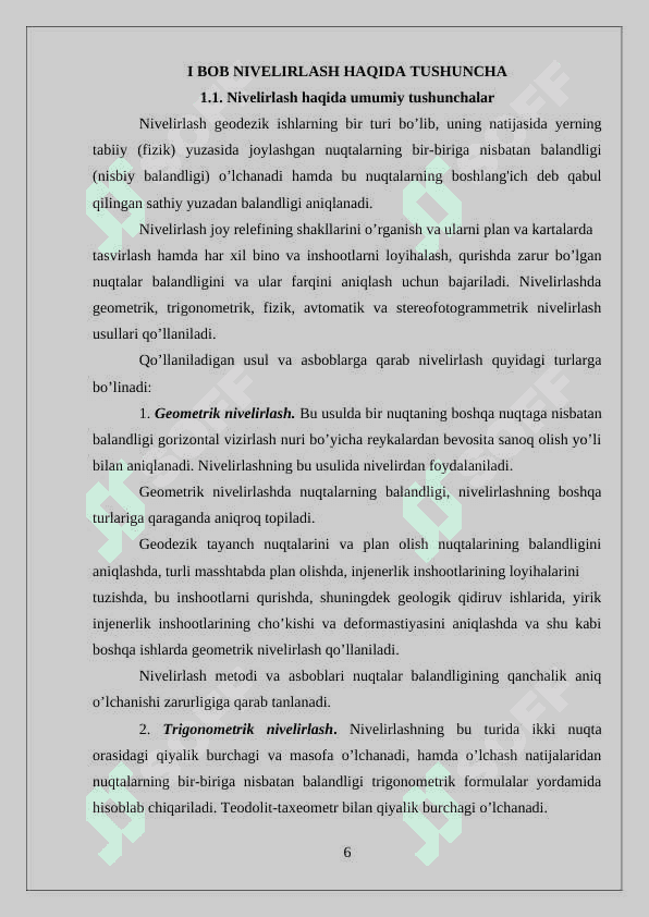 TEXNIK NIVELIR VA ULARNING QO’LLANILISHI 6