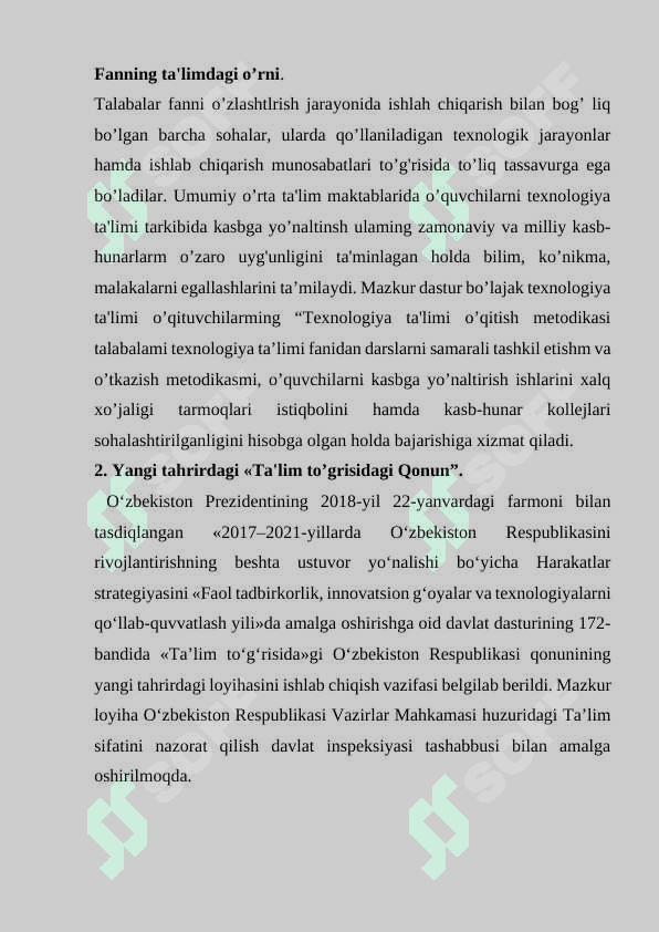 Texnologiya fanida tatil kunlarida mehnat amaliyotini tashkil etish 6