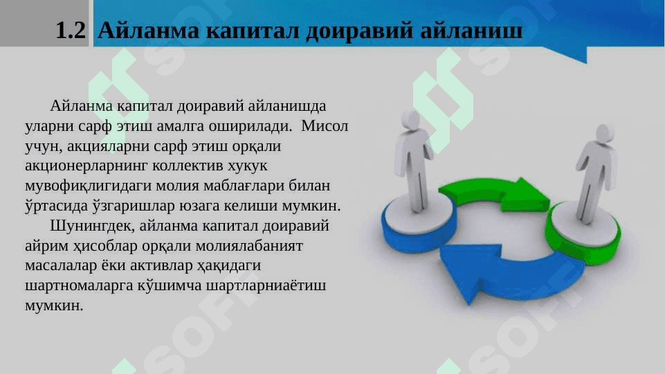 Хўжалик юратувчи субъектлар молияси асосий ва айланма капитал доиравий айланишининг молиявий жиҳатлари 6