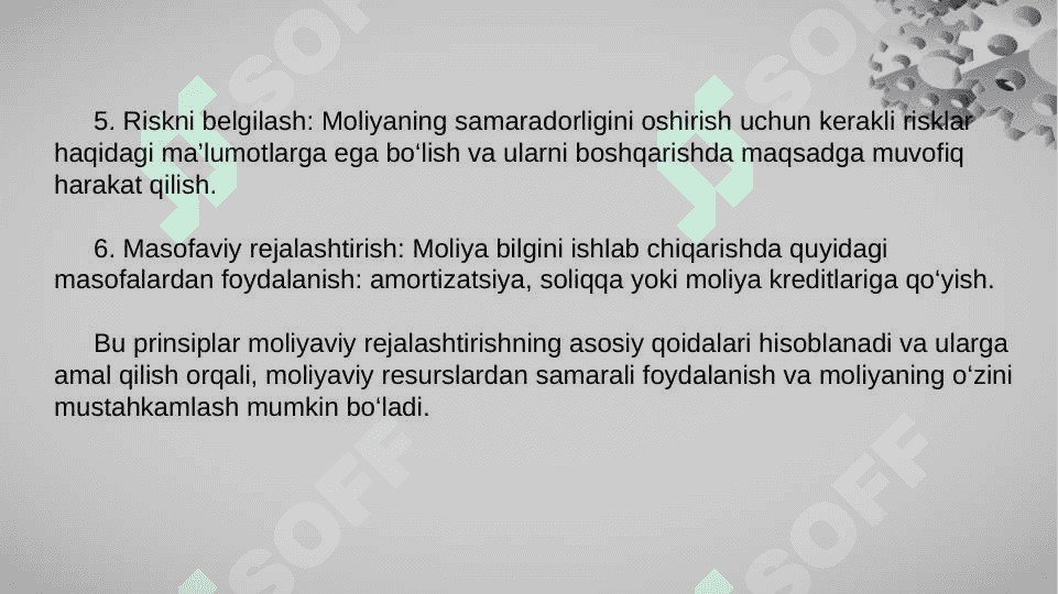 Moliyaviy rejalashtirish va tartibga solish 6