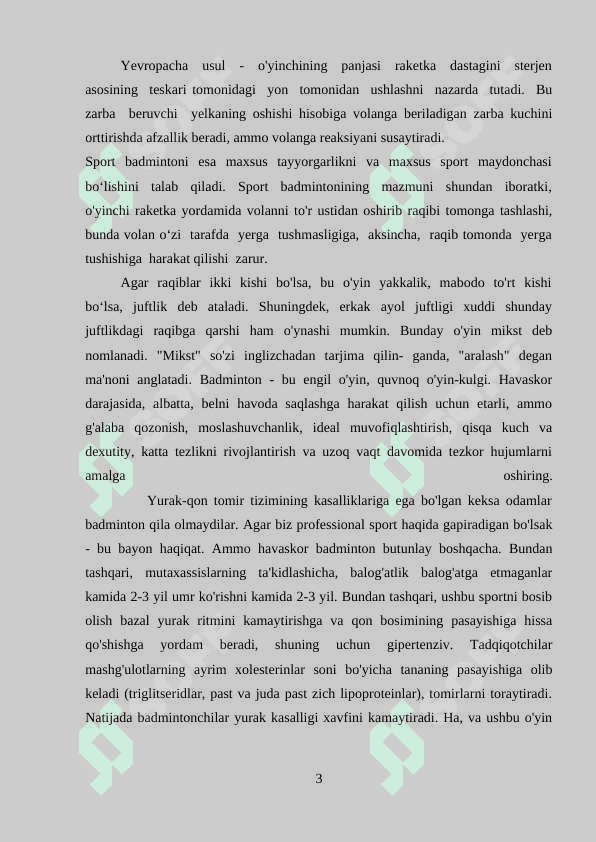 SPORTCHINING OVQATLANISH REJIMI VA BADMINTON O'YINIDA SAMARADORLIGI 3