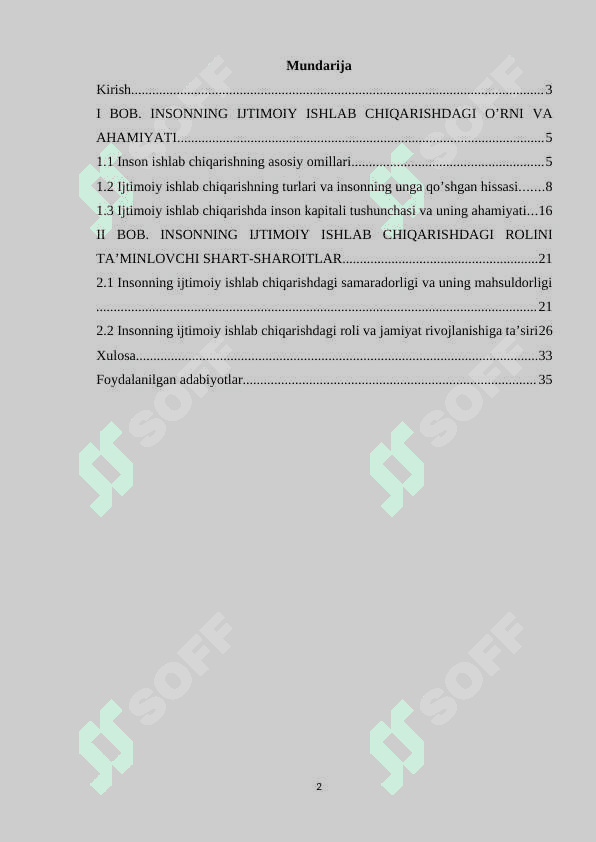 Inson va uning ijtimoiy ishlab chiqarishdagi o'rni 2
