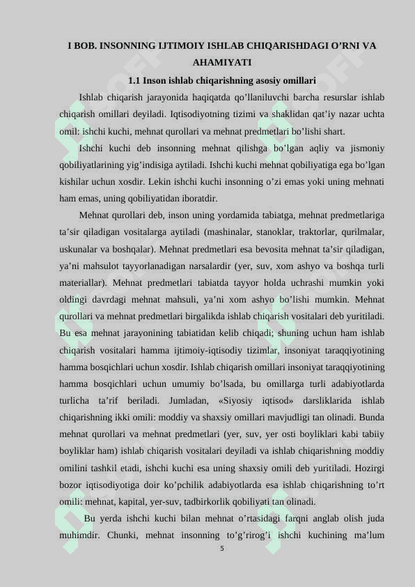 Inson va uning ijtimoiy ishlab chiqarishdagi o'rni 5