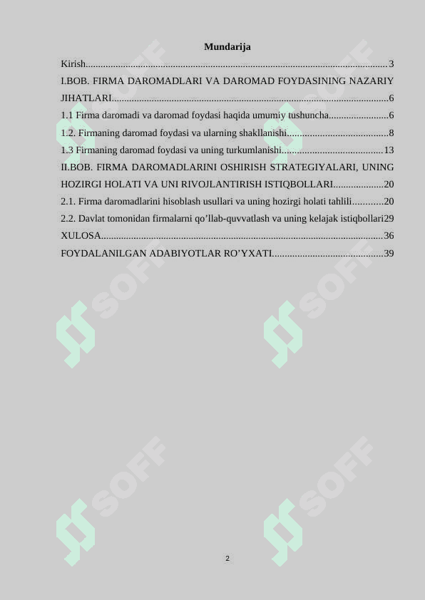 Firma daromadlari va foydasi, ularni hisoblash usullari 2
