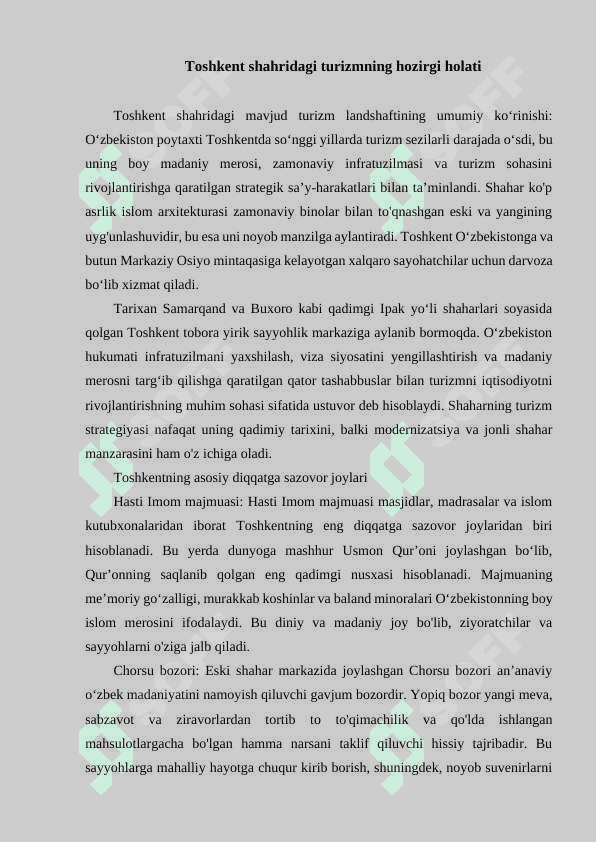 Toshkent turistik mintaqasi imkoniyatlari 4