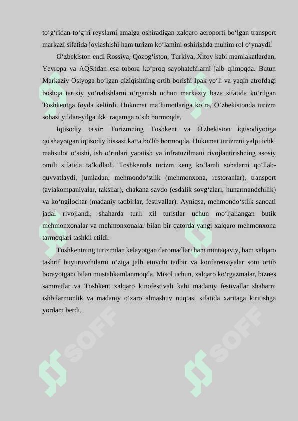 Toshkent turistik mintaqasi imkoniyatlari 6