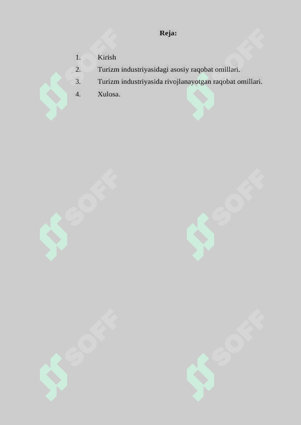 Turizm industriyasida raqobatdosh omillarni aniqlash 2