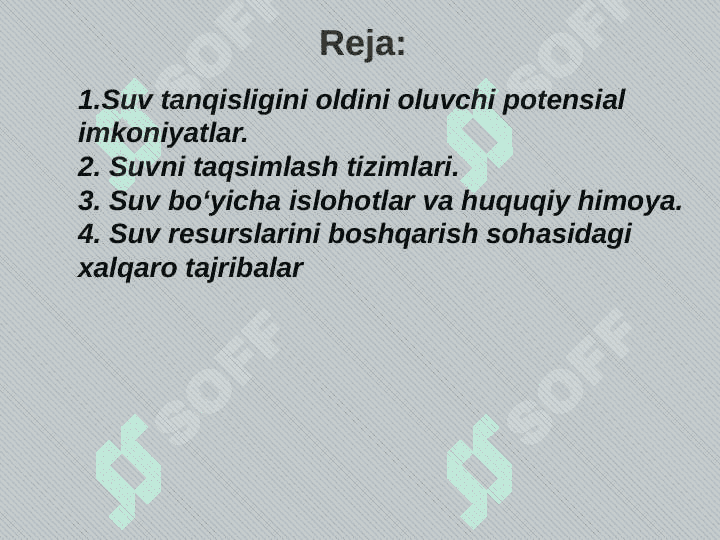 Suv resurslari muammosi 2