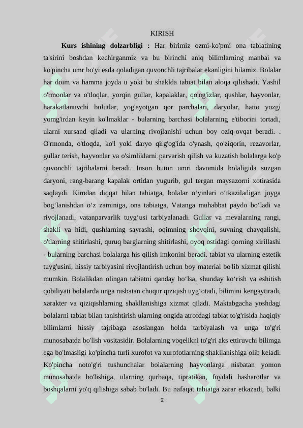 Maktabgacha talim tashkilotlarida atrof-muhitni asrab avaylash mavzusi 2