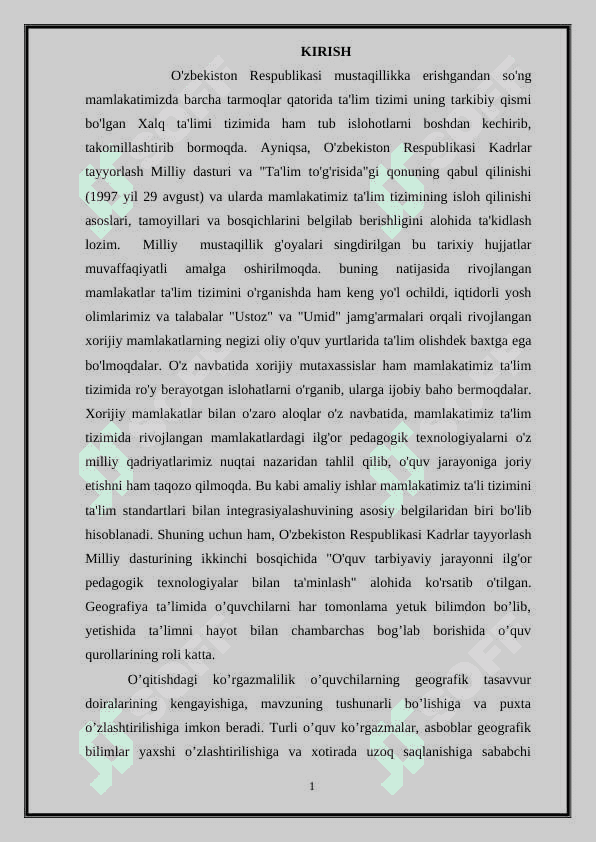 GEOGRAFIYA DARSLARIDA FOYDALANILADIGAN ASOSIY KO'RGAZMALI VOSITALAR 2