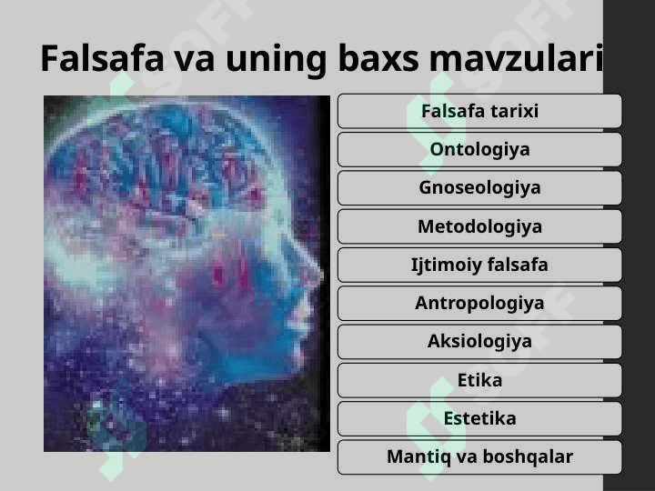FALSAFANING  PREDMETI, MAZMUNI  VA  JAMIYATDAGI ROLI 8
