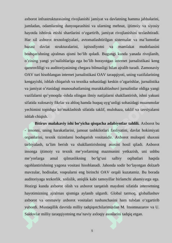 AXBOROT GLOBALLASHUV SHAROITIDA INTERNET IMKONIYATLARI 5