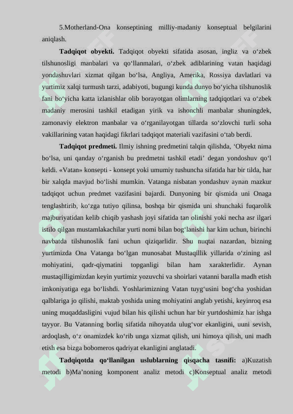 «INGLIZ VA O‘ZBEK TILLARIDA «VATAN» KONSEPTINING VERBALLASHUVI» 5