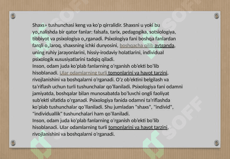 Shaxs psixologiyasi va kasbiy rivojlanish 2