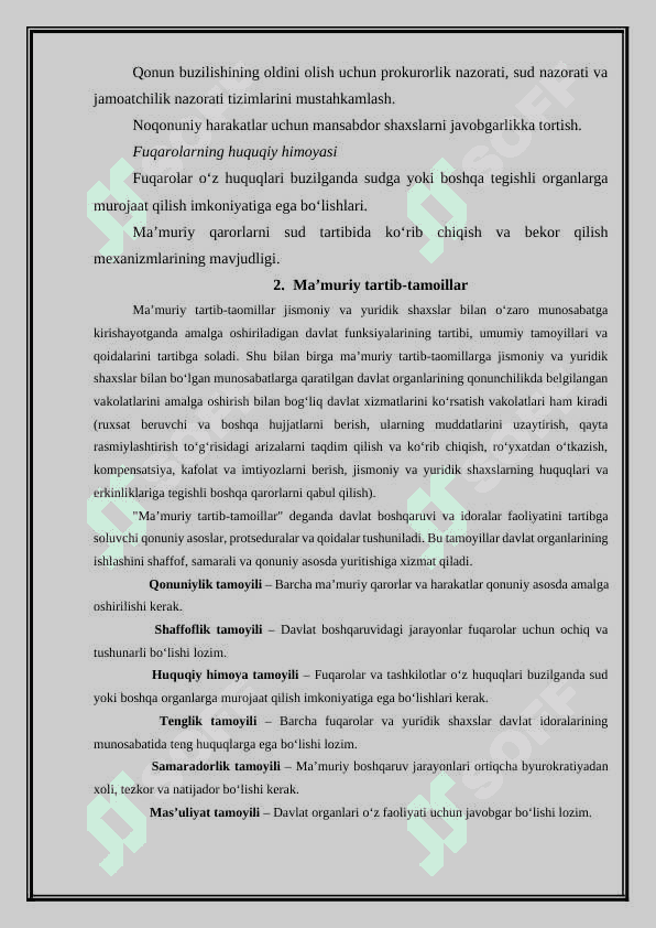 Ma’muriy faoliyatda qonuniylik 6