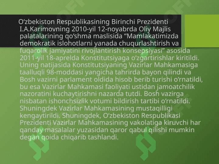 O’zbekiston Respublikasining Vazirlar Mahkamasi 8