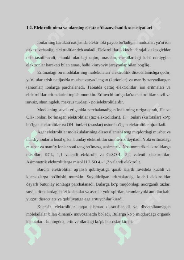 Suyuqliklarda elektr tokini o‘rganish usullarini takomillashtirish 7