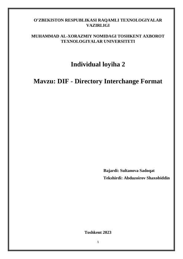DIF - Directory Interchange Format