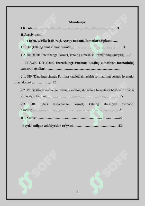DIF - Directory Interchange Format 2
