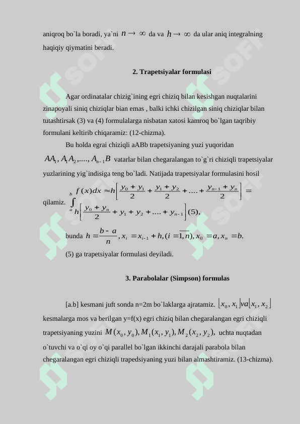 Differensial yordamida taqribiy hisoblash. Parametrik ko’rinishda  berilgan funksiyalarning hosilalari. 4