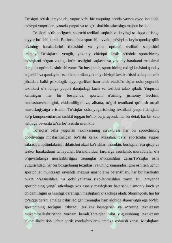 TO‘SIQLAR OSHA YUGURISH TEXNIKASINI TAKOMILLASHTIRISH 7