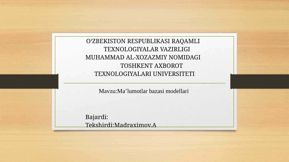 2-kurs Malumotlar bazasi mustaqil ish 1