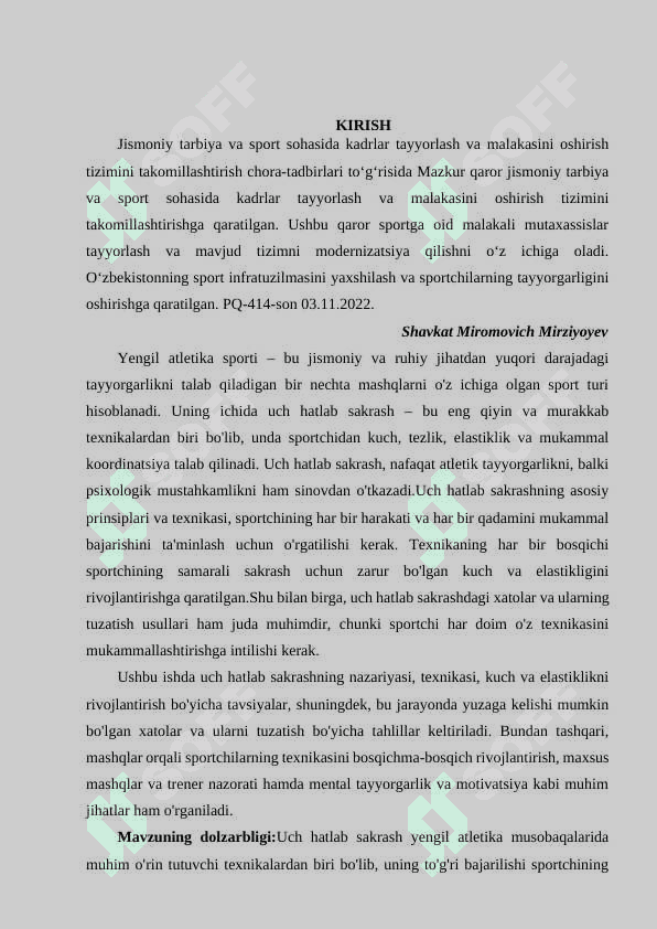 YENGIL ATLETIKACHILARGA UCH HATLAB SAKRASH TEXNIKASINI O’RGATISH 2