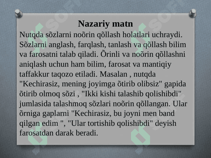 NUTQDAGI O'RINLI VA NOO'RIN SO'ZLAR 3
